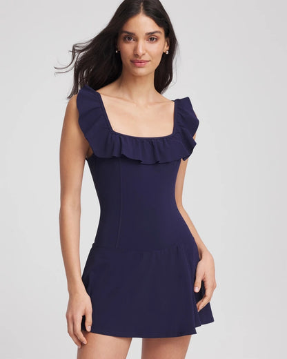 Chico's Gottex Tutti Frutti Square Neck Swim Dress Navy
