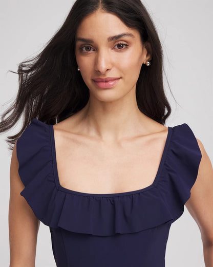 Chico's Gottex Tutti Frutti Square Neck Swim Dress Navy