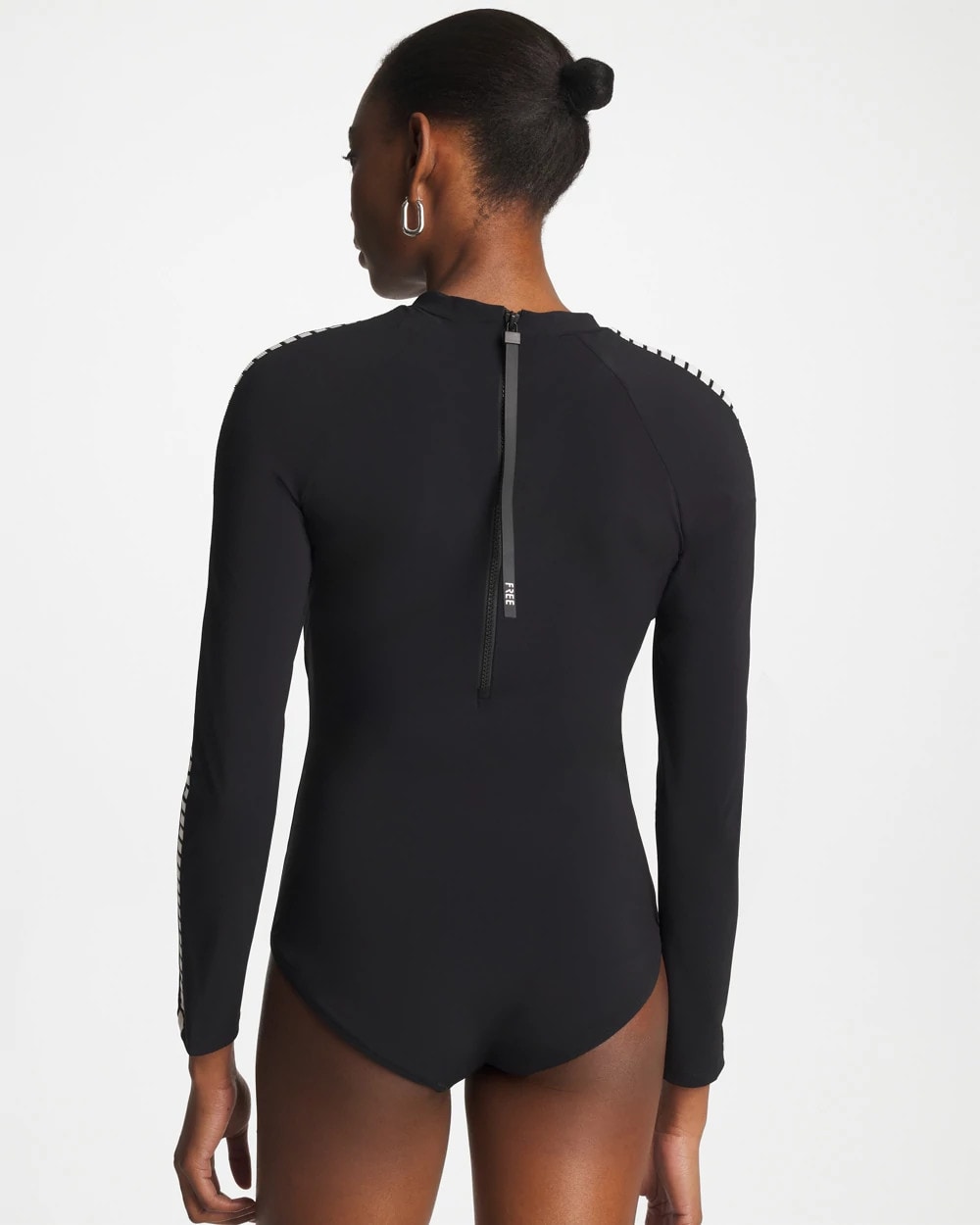 Chico's Gottex Coco Long Sleeve One Piece Black/White