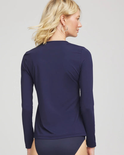 Chico's Gottex Long-Sleeve Swim Shirt Navy