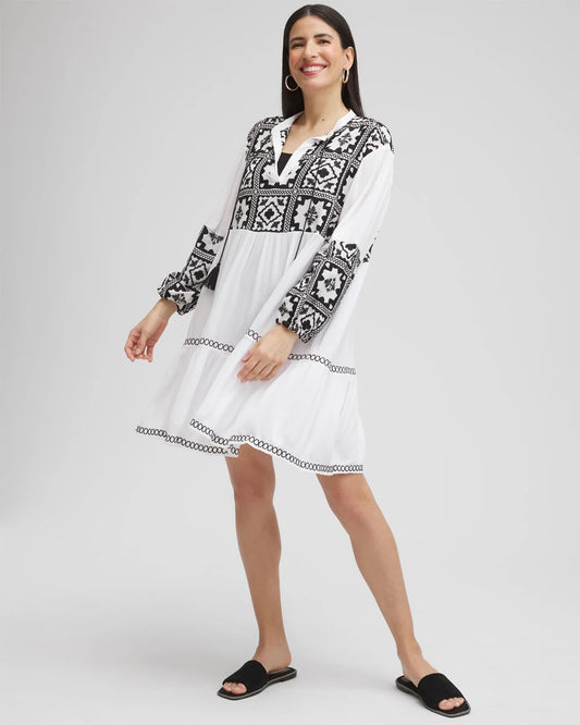 Chico's Eyelet Swim Dress Coverup Alabaster