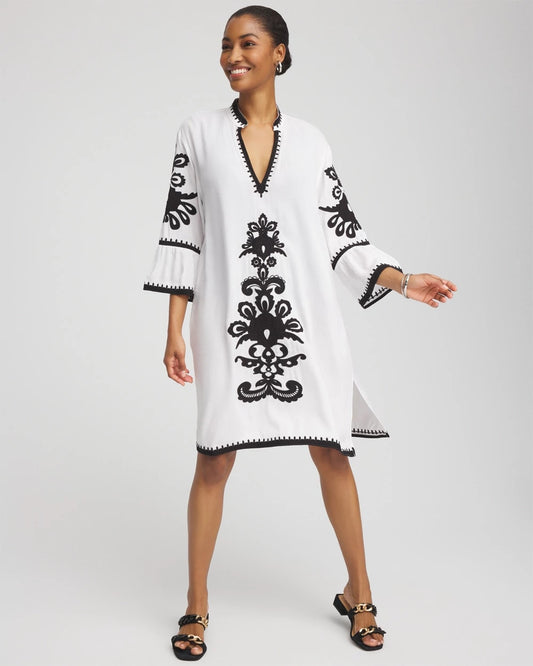 Chico's Embroidered Beach Swimsuit Cover Up Alabaster