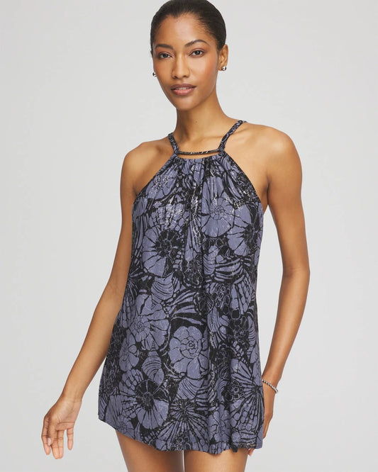 Chico's Magicsuit® Shell Beach Parker Swim Dress Black/Multi