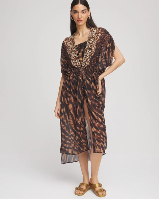 Chico's Miraclesuit® Raya De Safari Kimono Cover-Up Black/Brown
