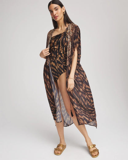 Chico's Miraclesuit® Raya De Safari Kimono Cover-Up Black/Brown