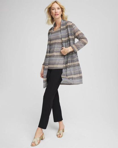 Chico's Travelers™ Knit Chevron Open-Front Cardigan Canyon Blue