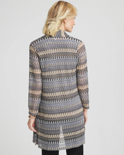 Chico's Travelers™ Knit Chevron Open-Front Cardigan Canyon Blue