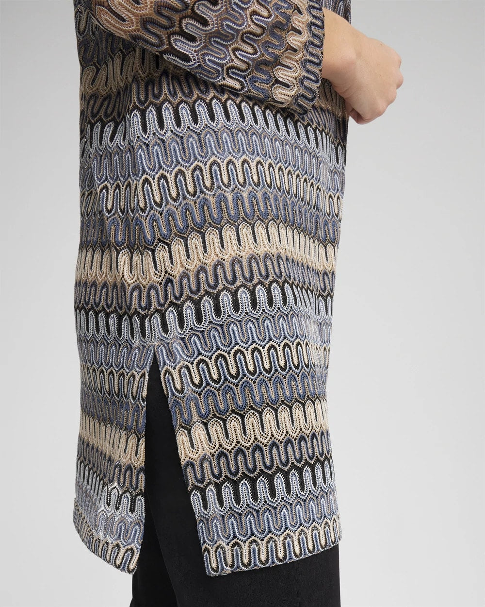 Chico's Travelers™ Knit Chevron Open-Front Cardigan Canyon Blue