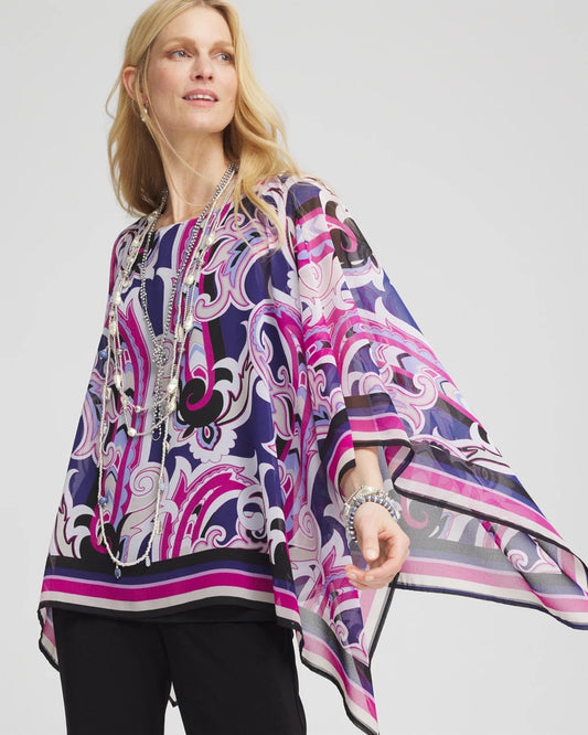 Chico's Travelers™ Paisley Chiffon Layered Top Purple Clover