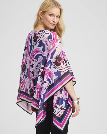 Chico's Travelers™ Paisley Chiffon Layered Top Purple Clover