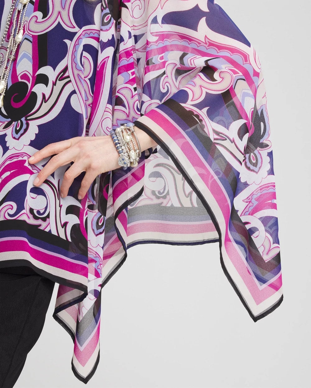Chico's Travelers™ Paisley Chiffon Layered Top Purple Clover