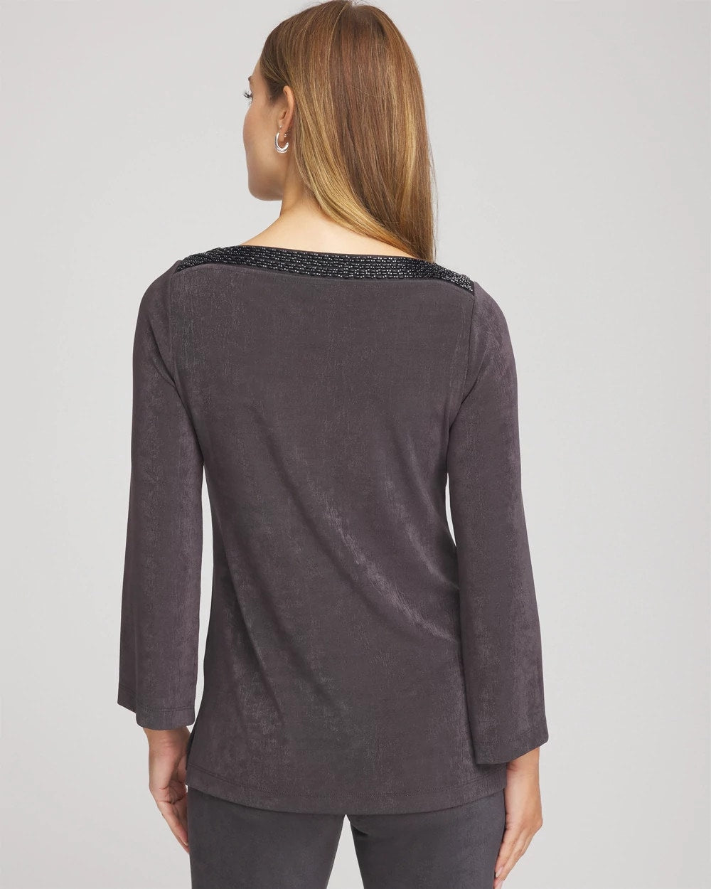 Chico's Travelers™ Koia Pearl Beaded Tunic Serene Gray