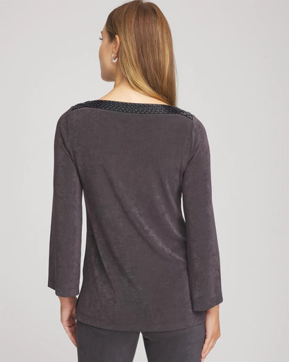 Chico's Travelers™ Koia Pearl Beaded Tunic Serene Gray