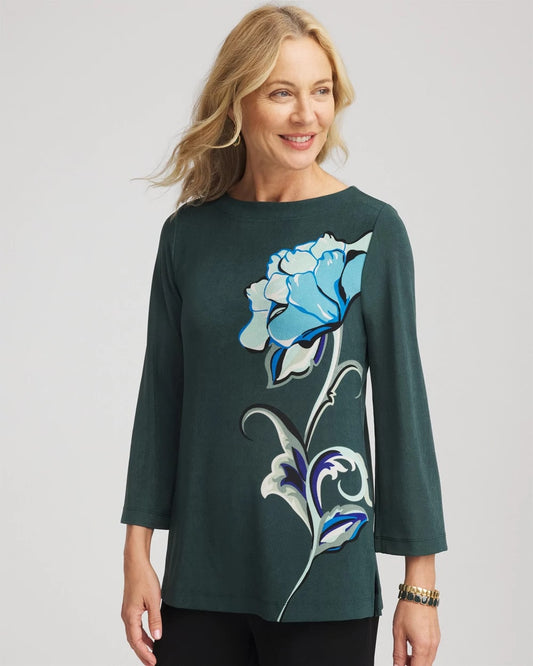 Chico's Travelers™ Artisanal Boatneck Tunic Darkest Spruce