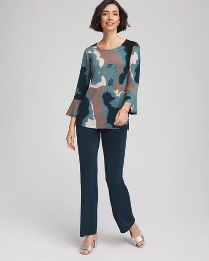 Chico's Travelers™ Crystal Flounce Sleeve Tunic Teal Shadow
