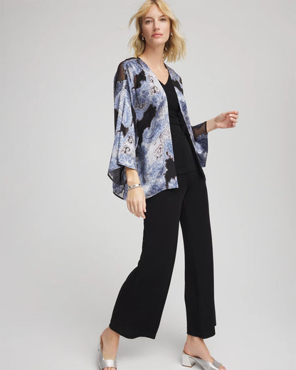 Chico's Travelers™ Collection Paisley Burnout Jacket Canyon Blue