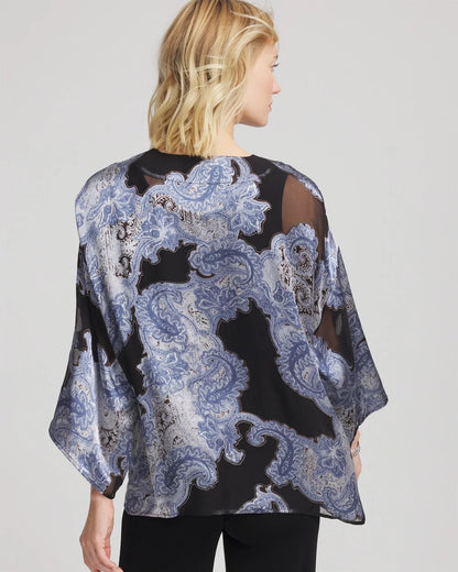 Chico's Travelers™ Collection Paisley Burnout Jacket Canyon Blue