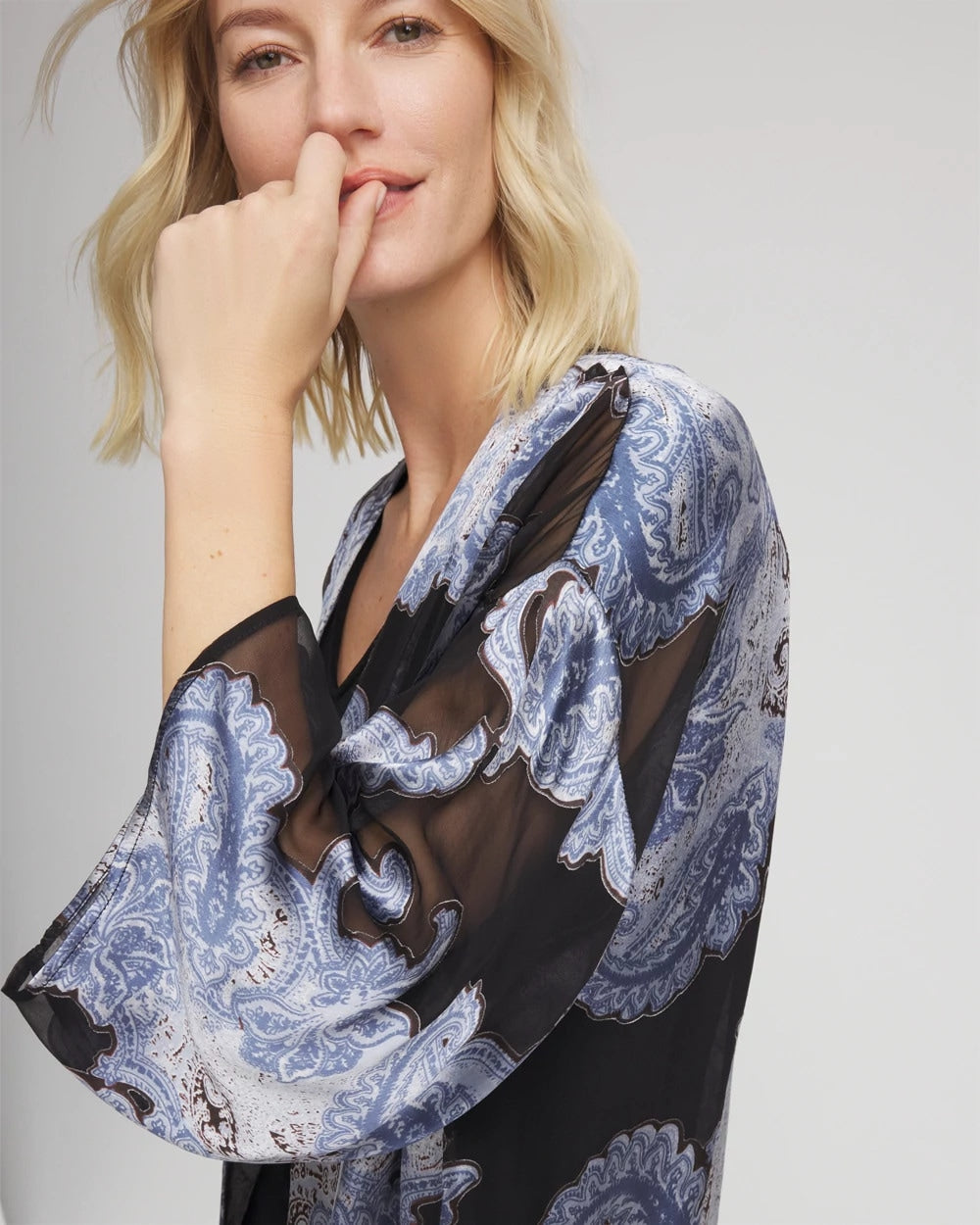 Chico's Travelers™ Collection Paisley Burnout Jacket Canyon Blue