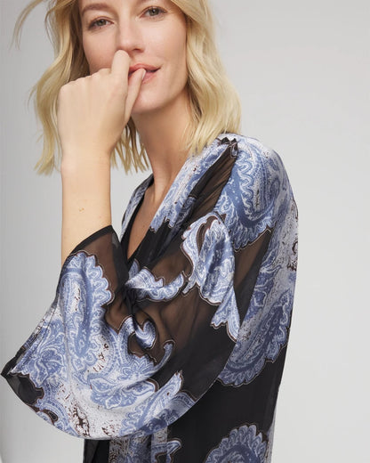 Chico's Travelers™ Collection Paisley Burnout Jacket Canyon Blue