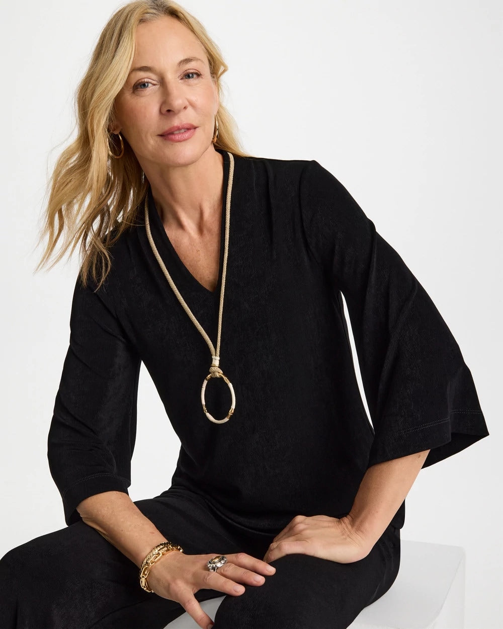 Chico's Travelers™ V-Neck Kimono Top Travelers Black