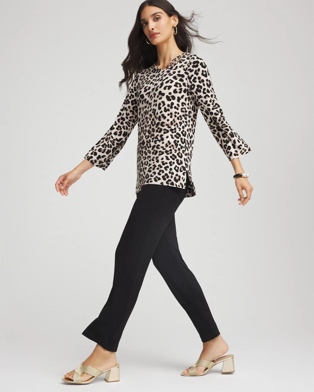 Chico's Travelers™ Animal-Print Lattice Top Deep Taupe
