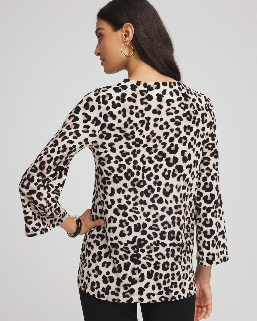 Chico's Travelers™ Animal-Print Lattice Top Deep Taupe