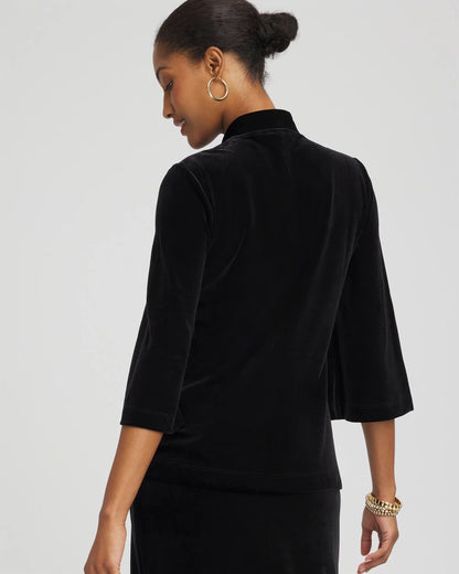 Chico's Travelers™ Velvet V-Neck Kimono Sleeve Top Travelers Black