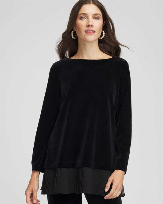 Chico's Travelers™ Chiffon Hem Velvet Tunic Travelers Black