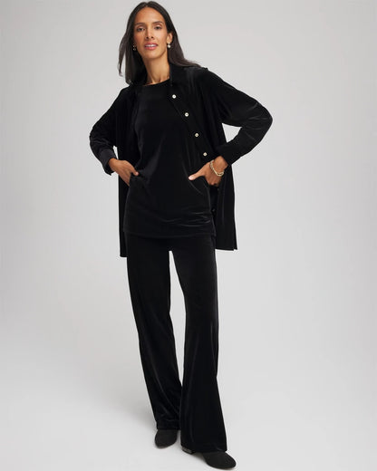 Chico's Travelers™ Velvet Button-Down Shirt Travelers Black