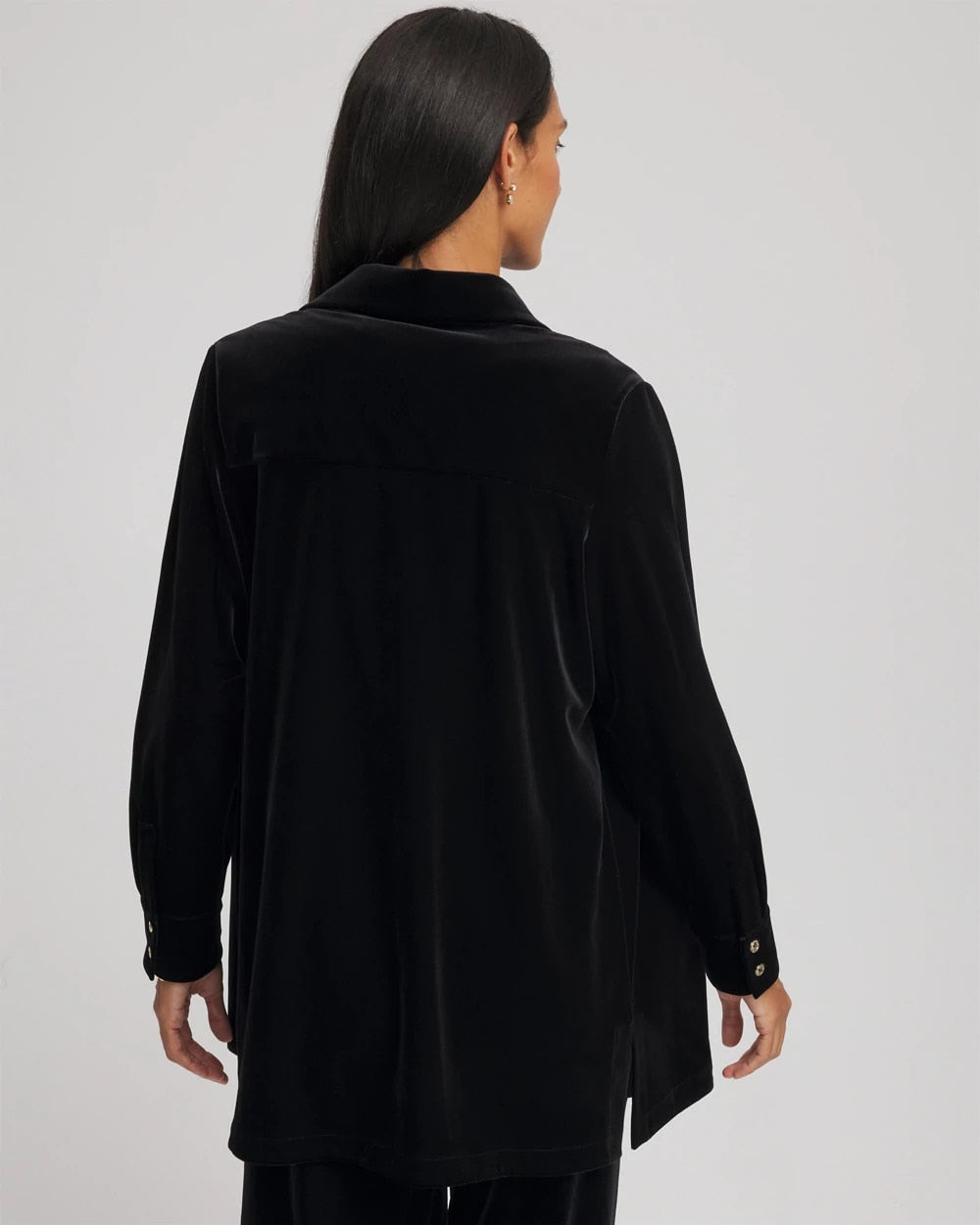 Chico's Travelers™ Velvet Button-Down Shirt Travelers Black