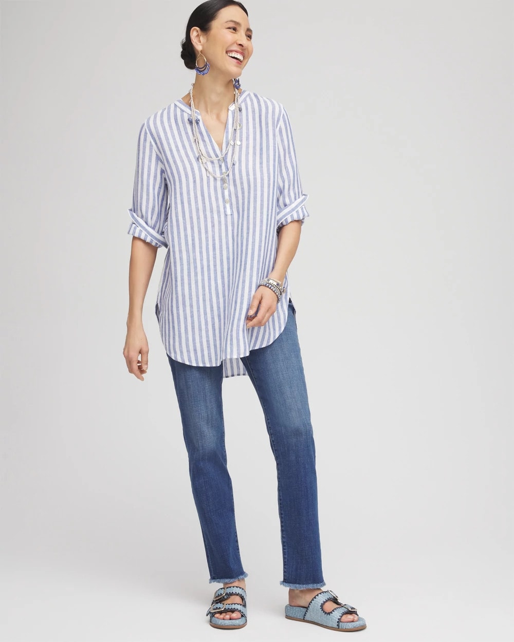Chico's No Iron™ Linen Tunic Indigo