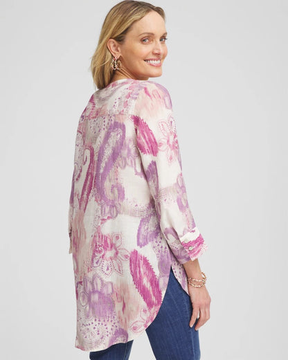 Chico's No Iron™ Multi Paisley Linen Tunic French Blush