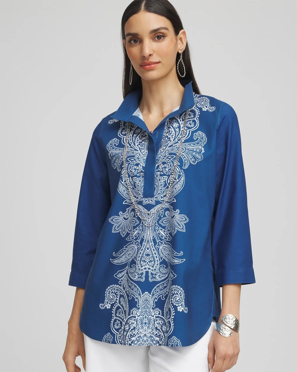 Chico's No Iron™ Paisley Buttonback Tunic Seaport