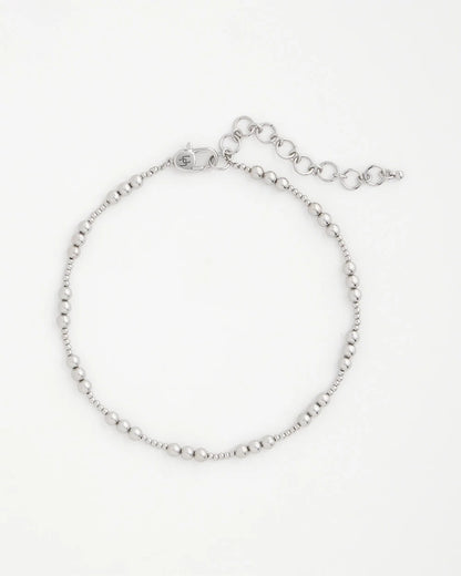 Chico's Silvertone Beaded Necklace Silver