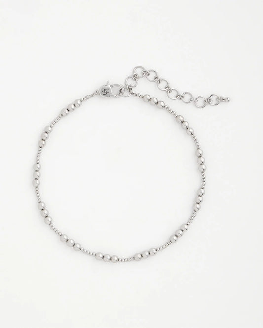 Chico's Silvertone Beaded Necklace Silver