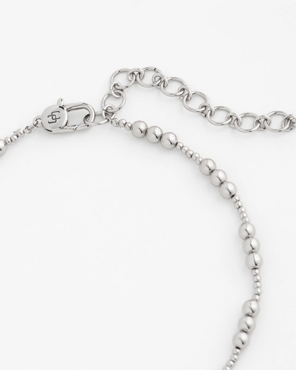Chico's Silvertone Beaded Necklace Silver
