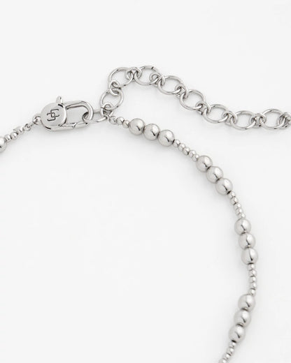 Chico's Silvertone Beaded Necklace Silver