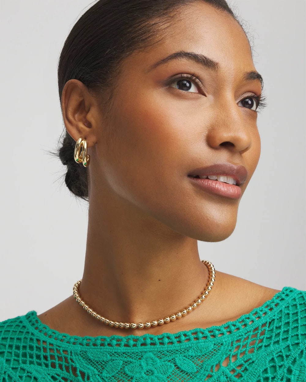 Chico's Golden Beaded Necklace Gold