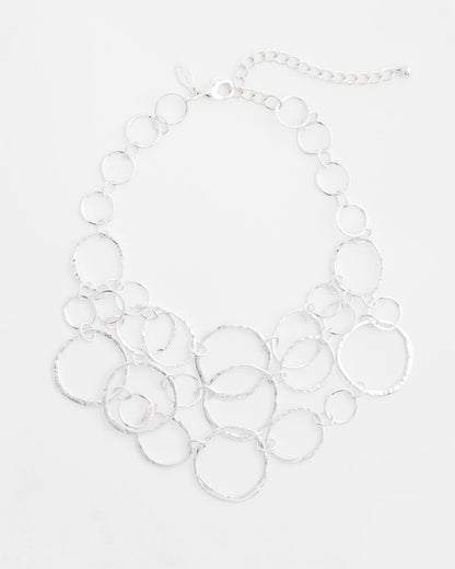 Chico's Short Silvertone Multi-Strand Link Necklace Silver