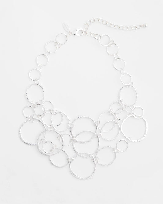 Chico's Short Silvertone Multi-Strand Link Necklace Silver