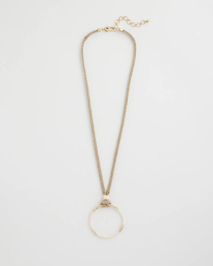 Chico's Large Open Pendant Necklace Neutral