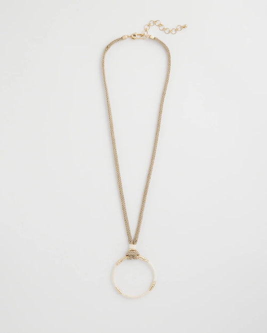 Chico's Large Open Pendant Necklace Neutral