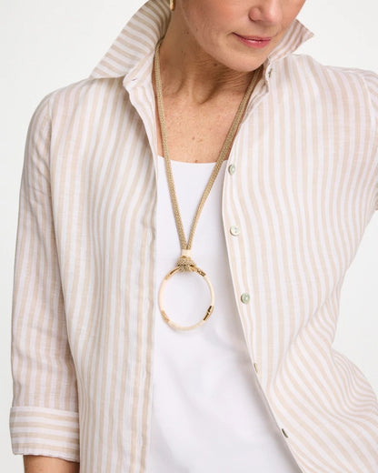 Chico's Large Open Pendant Necklace Neutral