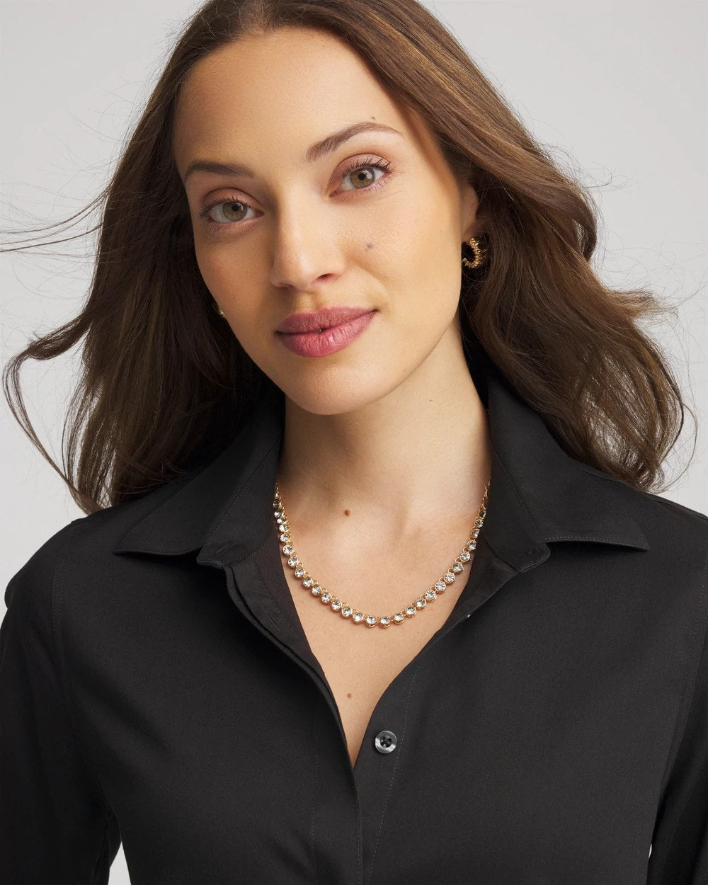 Chico's Goldtone Tennis Necklace Gold