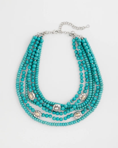 Chico's Turquoise Multistrand Bib Necklace Turquoise