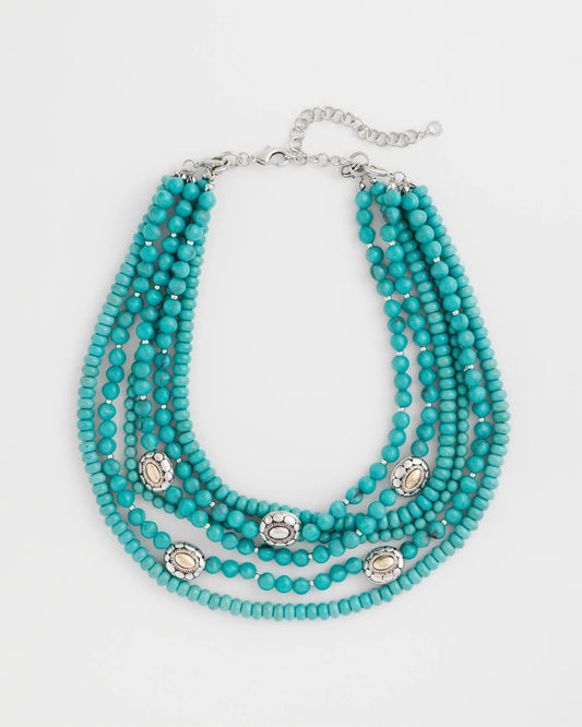 Chico's Turquoise Multistrand Bib Necklace Turquoise
