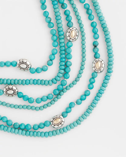 Chico's Turquoise Multistrand Bib Necklace Turquoise