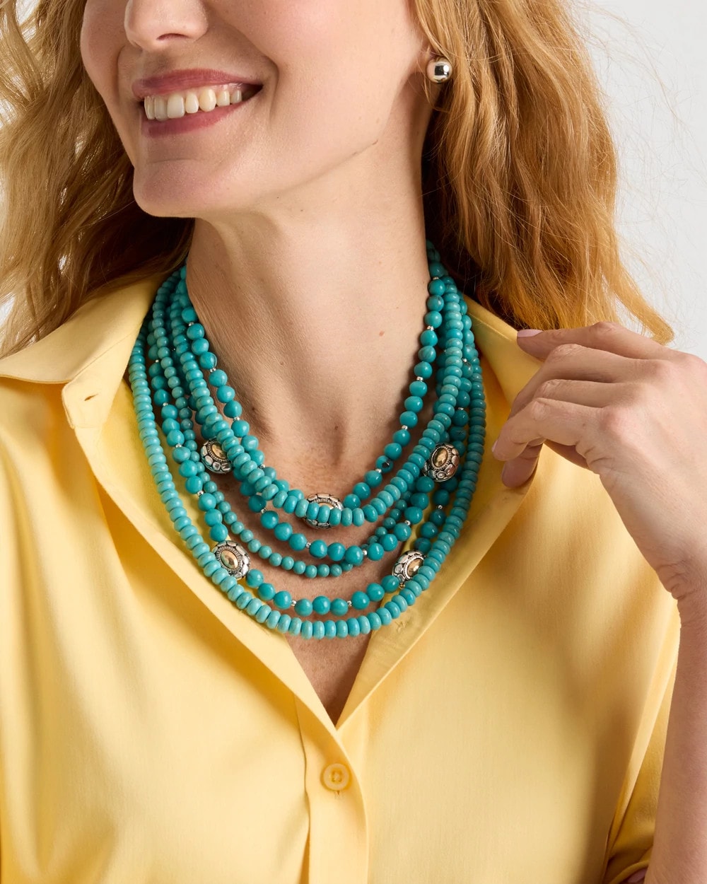 Chico's Turquoise Multistrand Bib Necklace Turquoise