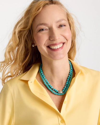Chico's Turquoise Multistrand Bib Necklace Turquoise