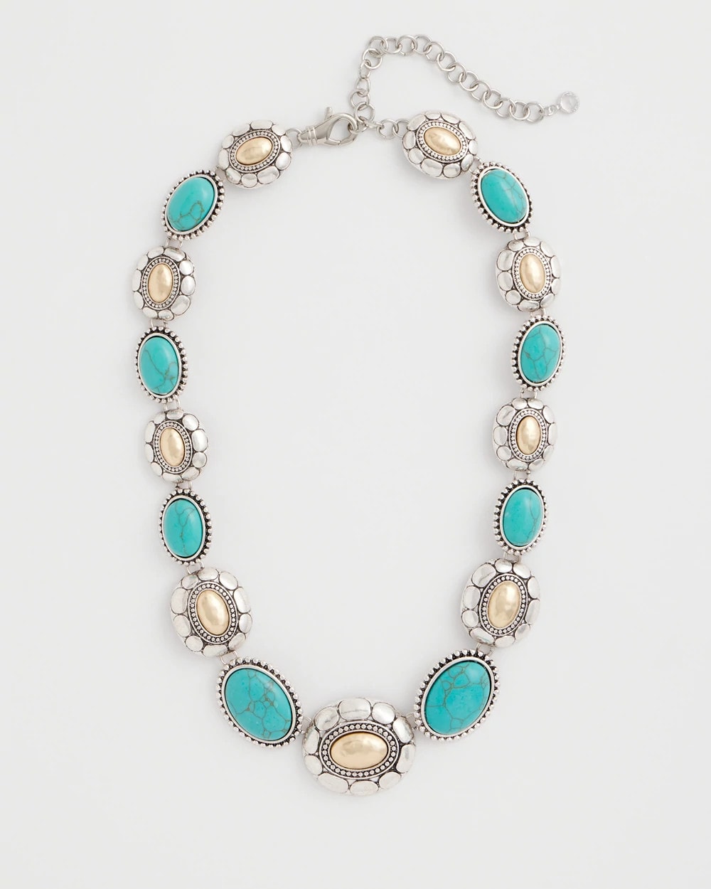 Chico's Turquoise Mixed Metal Collar Necklace Turquoise